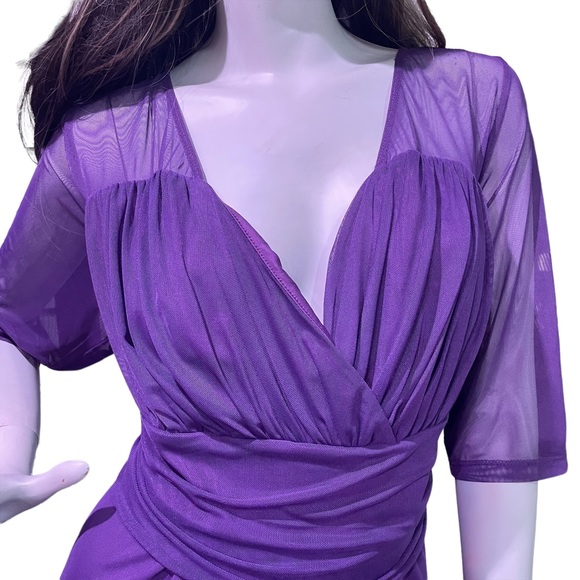 KIYONNA PLUS SIZE 3 PURPLE/MAUVE TOP W/ sheer accents & 3/4 length sleeves - Picture 7 of 13